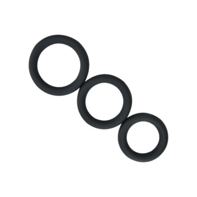 Alternative view of Loving Joy Thick Silicone Cock Rings 3 Pack Grey