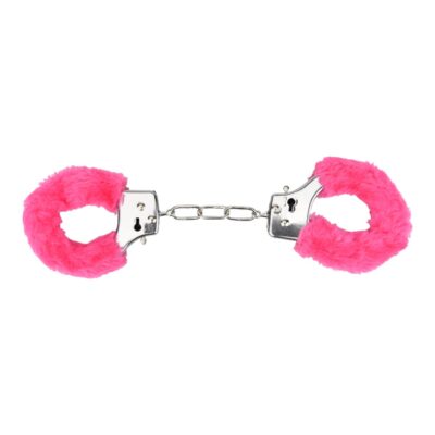 Alternative view of Bound to Play. Heavy Duty Furry Handcuffs Pink