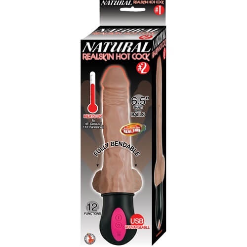 Realistic Warming 6.5 inch Vibrating Dildo with Balls Brown - Image 3