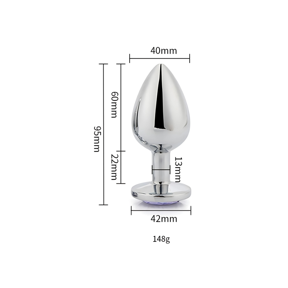 Toosh Silver Metal Butt Plug Large Clear Stone - Image 11
