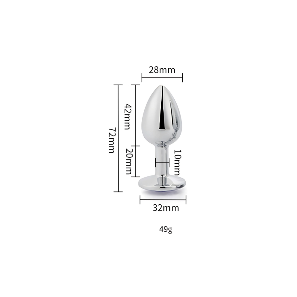 Toosh Silver Metal Butt Plug Small Red Stone - Image 11