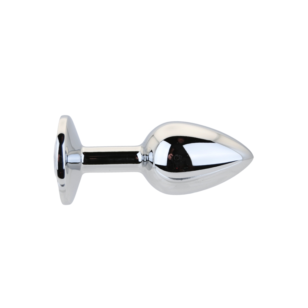Toosh Silver Metal Butt Plug Small Clear Stone - Image 5