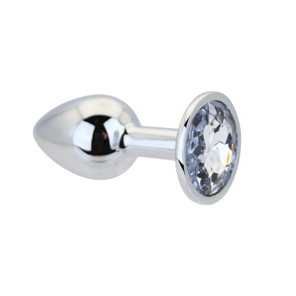 Toosh Silver Metal Butt Plug Small Clear Stone - Image 6