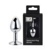 Toosh Silver Metal Butt Plug Small Clear Stone