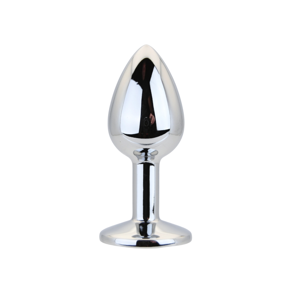 Toosh Silver Metal Butt Plug Small Clear Stone - Image 3