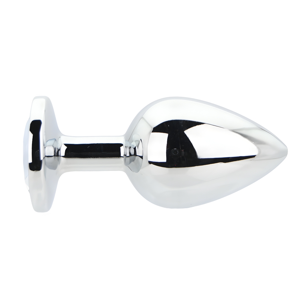 Toosh Silver Metal Butt Plug Large Clear Stone - Image 4