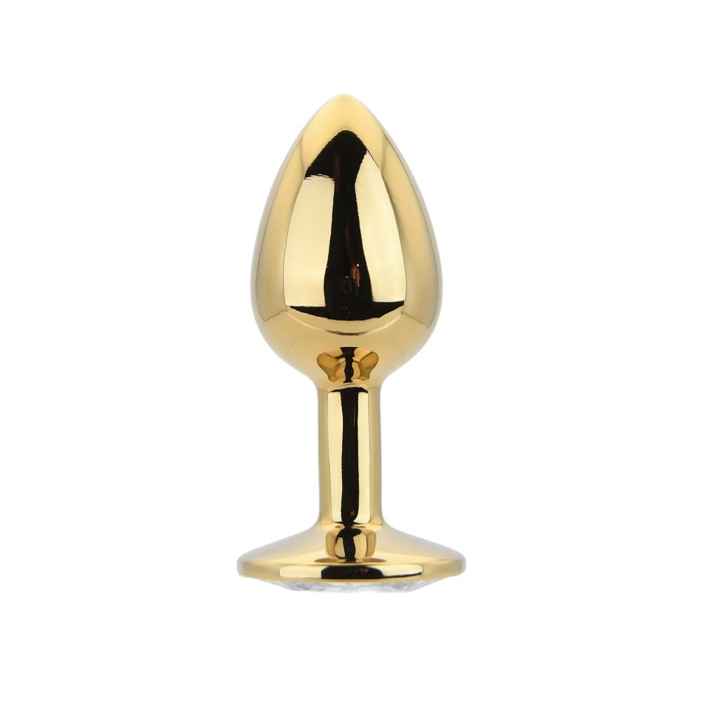 Toosh Gold Metal Butt Plug Small Clear Stone - Image 3