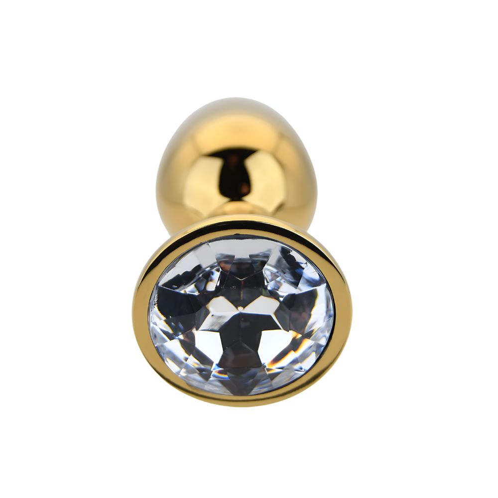 Toosh Gold Metal Butt Plug Small Clear Stone - Image 7