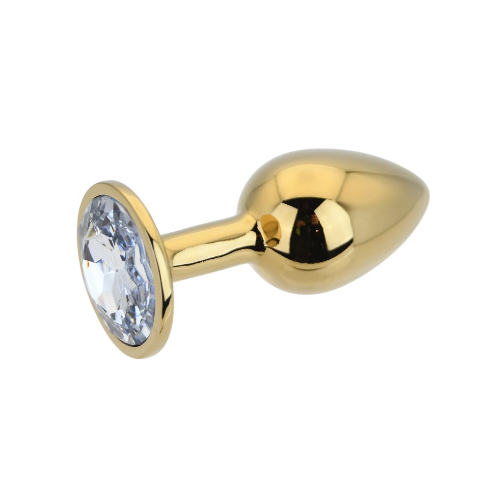 Toosh Gold Metal Butt Plug Small Clear Stone - Image 6