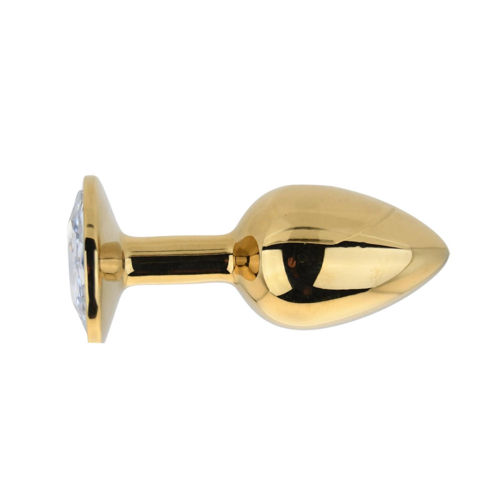 Toosh Gold Metal Butt Plug Small Clear Stone - Image 4