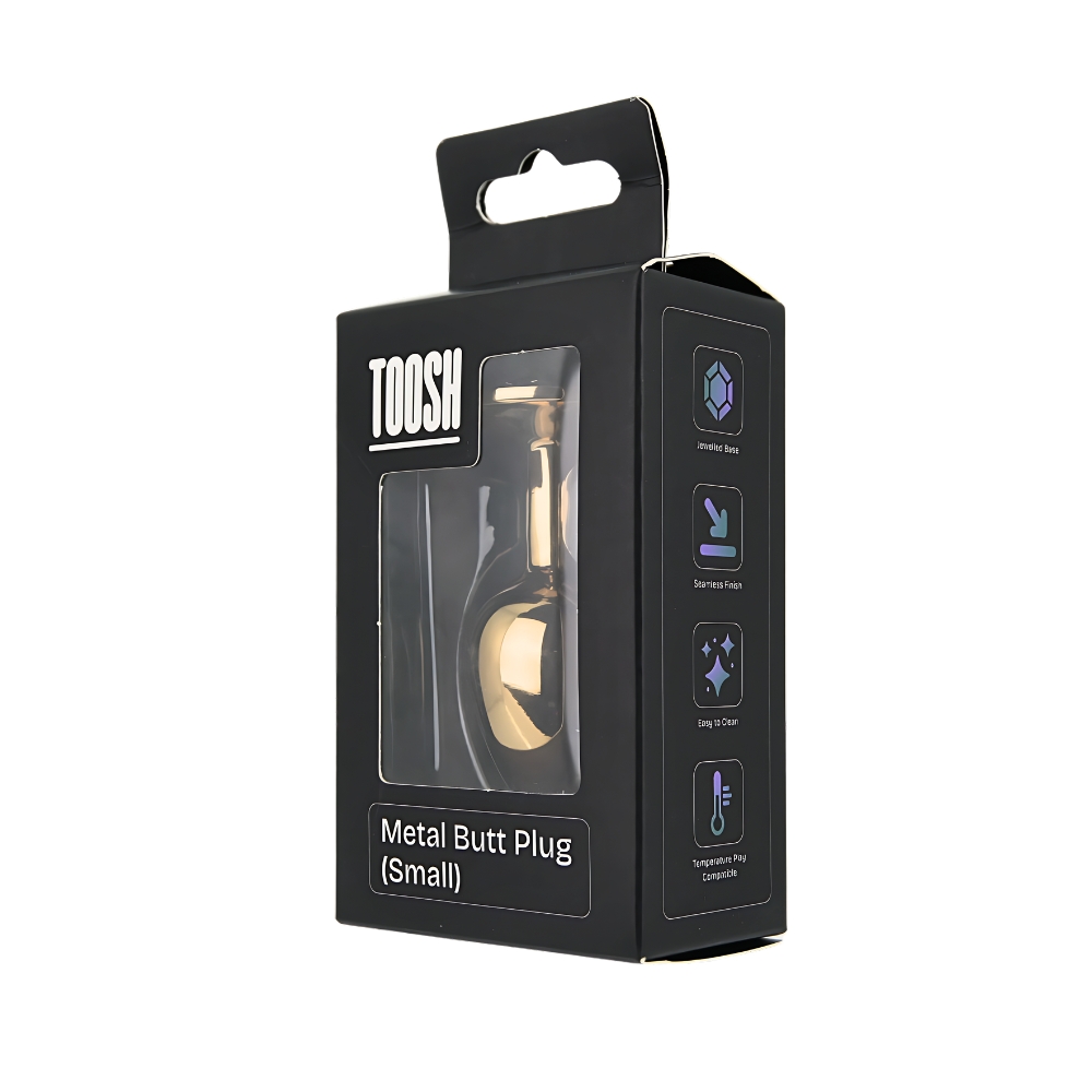 Toosh Gold Metal Butt Plug Small Clear Stone - Image 10