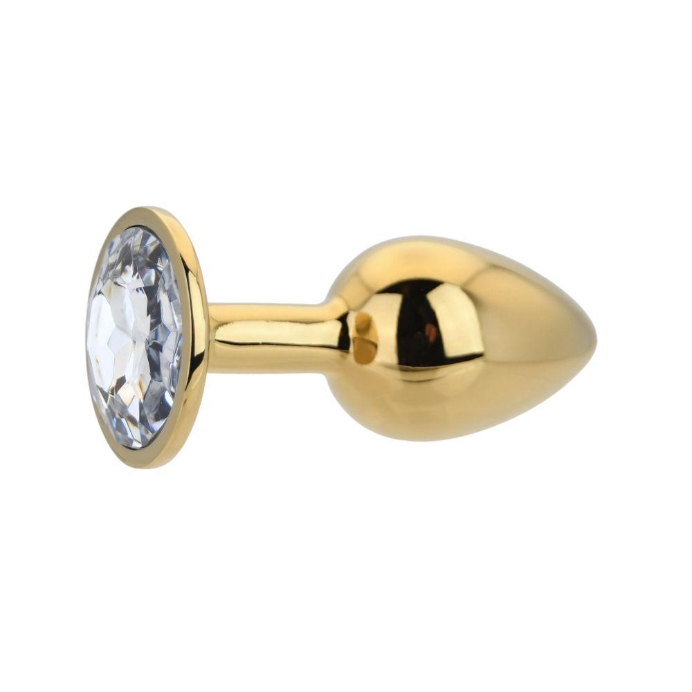 Toosh Gold Metal Butt Plug Small Clear Stone - Image 5