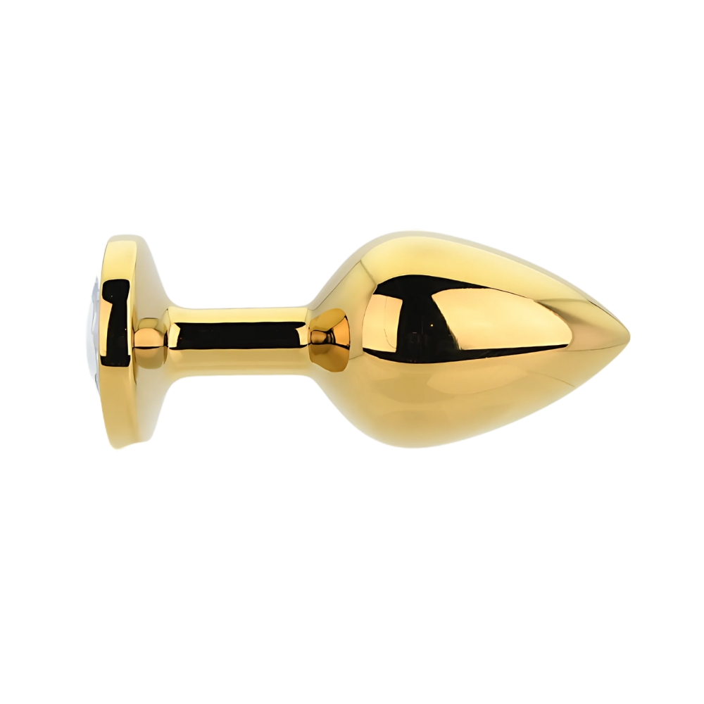 Toosh Gold Metal Butt Plug Medium Clear Stone - Image 4