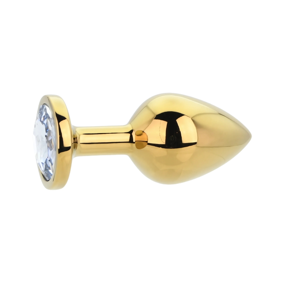Toosh Gold Metal Butt Plug Medium Clear Stone - Image 5