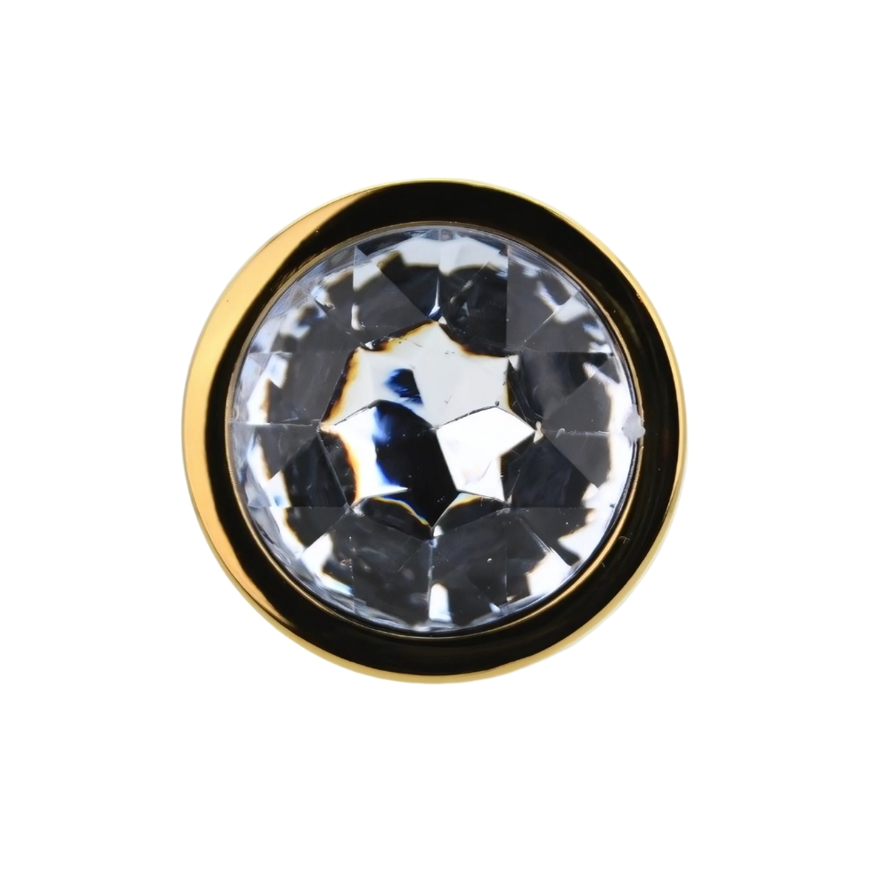Toosh Gold Metal Butt Plug Medium Clear Stone - Image 8