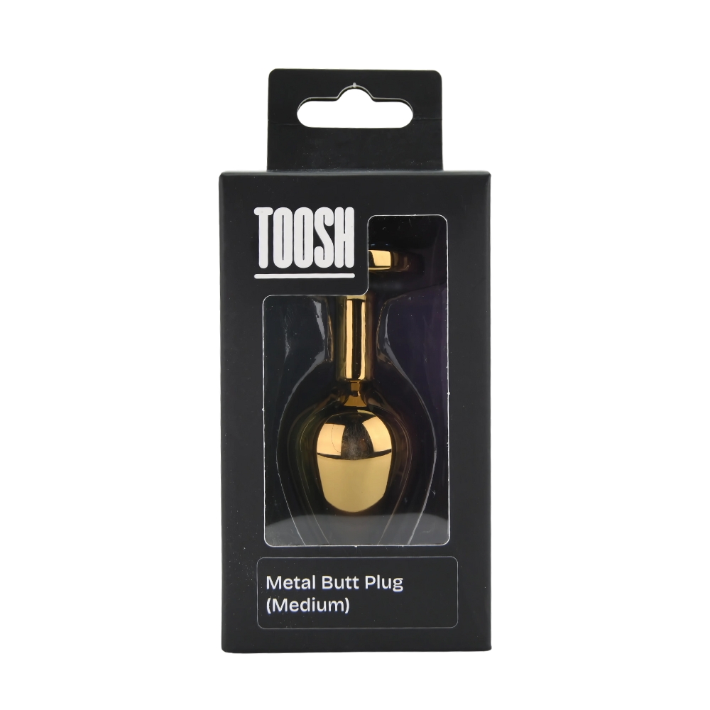 Toosh Gold Metal Butt Plug Medium Clear Stone - Image 9