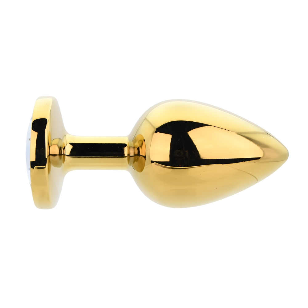 Toosh Gold Metal Butt Plug Large Clear Stone - Image 4