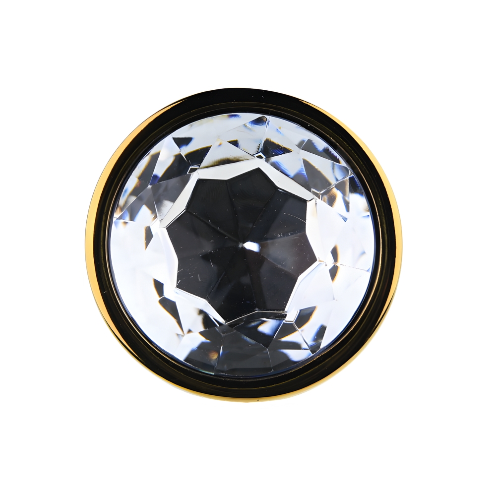 Toosh Gold Metal Butt Plug Large Clear Stone - Image 7