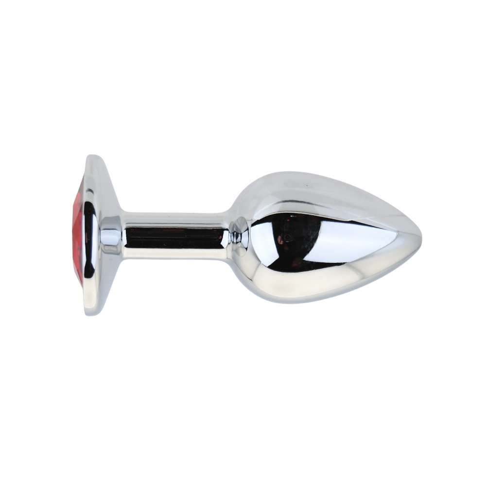 Toosh Silver Metal Butt Plug Small Red Stone - Image 7