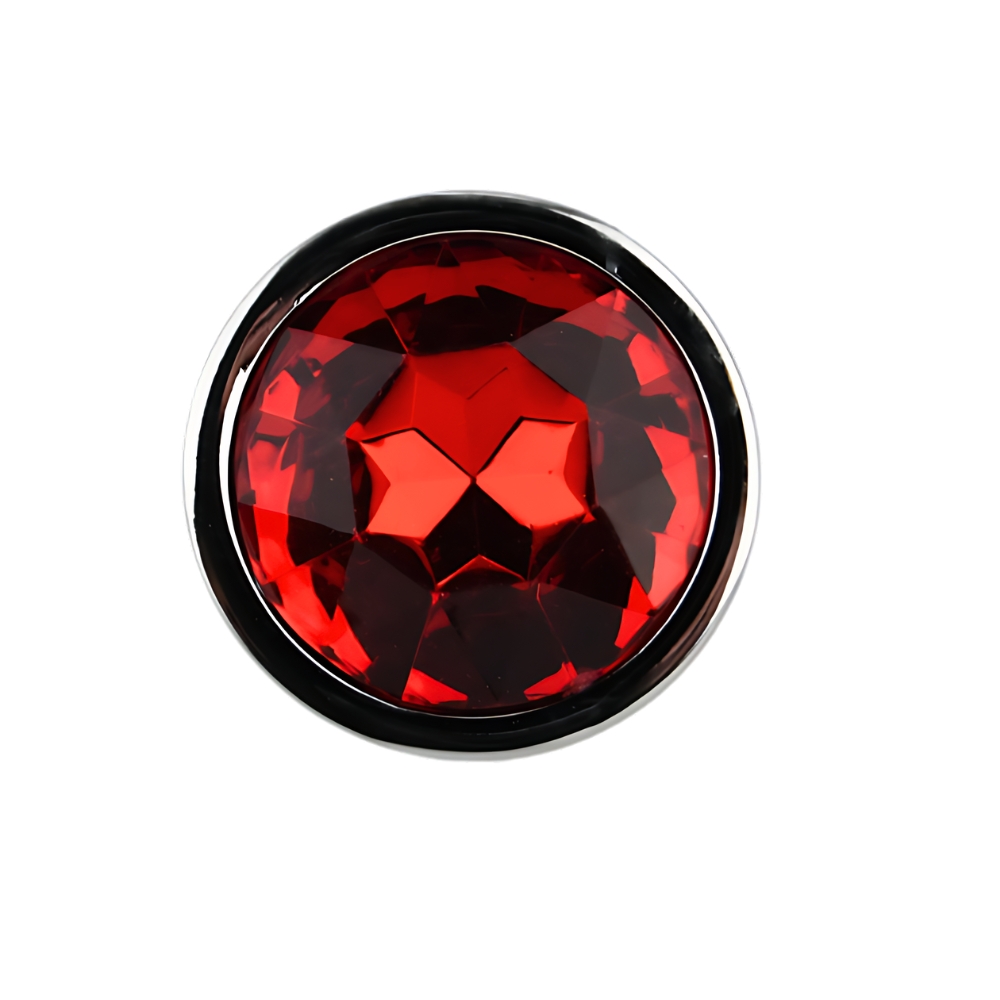 Toosh Silver Metal Butt Plug Small Red Stone - Image 6