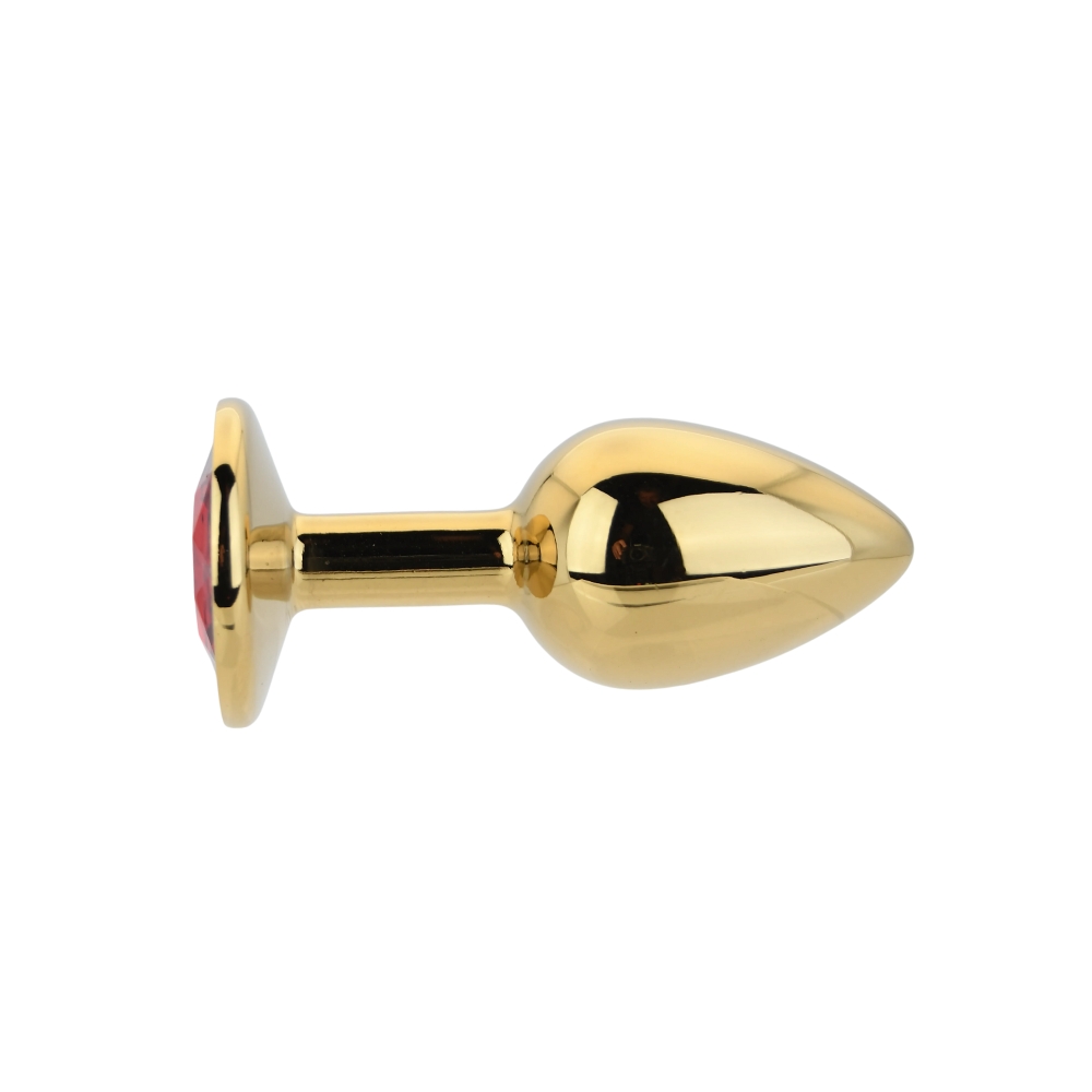 Toosh Gold Metal Butt Plug Small Red Stone - Image 4