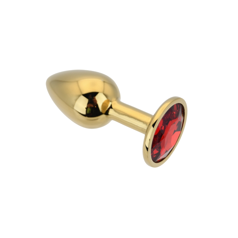 Toosh Gold Metal Butt Plug Small Red Stone - Image 6