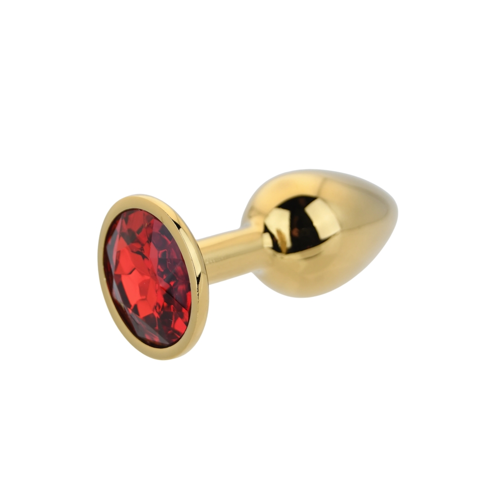Toosh Gold Metal Butt Plug Small Red Stone - Image 7
