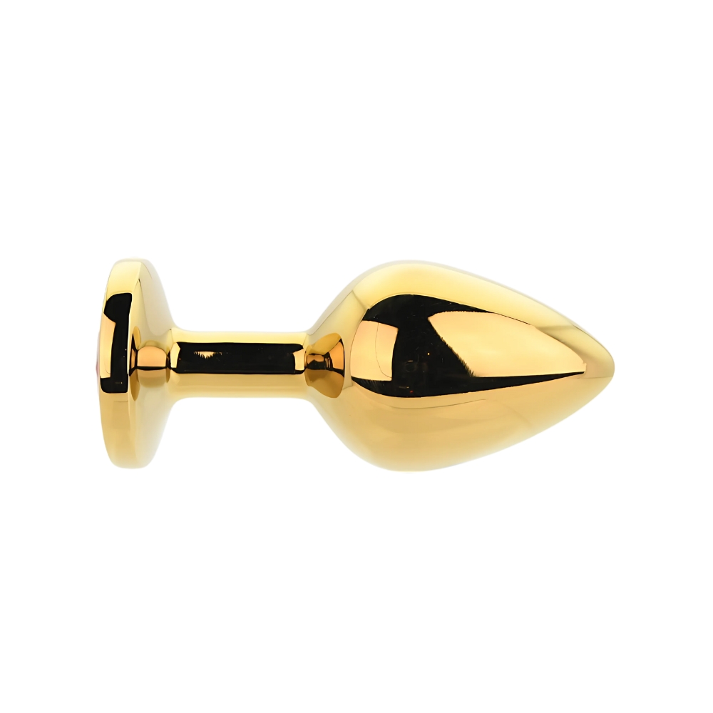 Toosh Gold Metal Butt Plug Medium Red Stone - Image 4