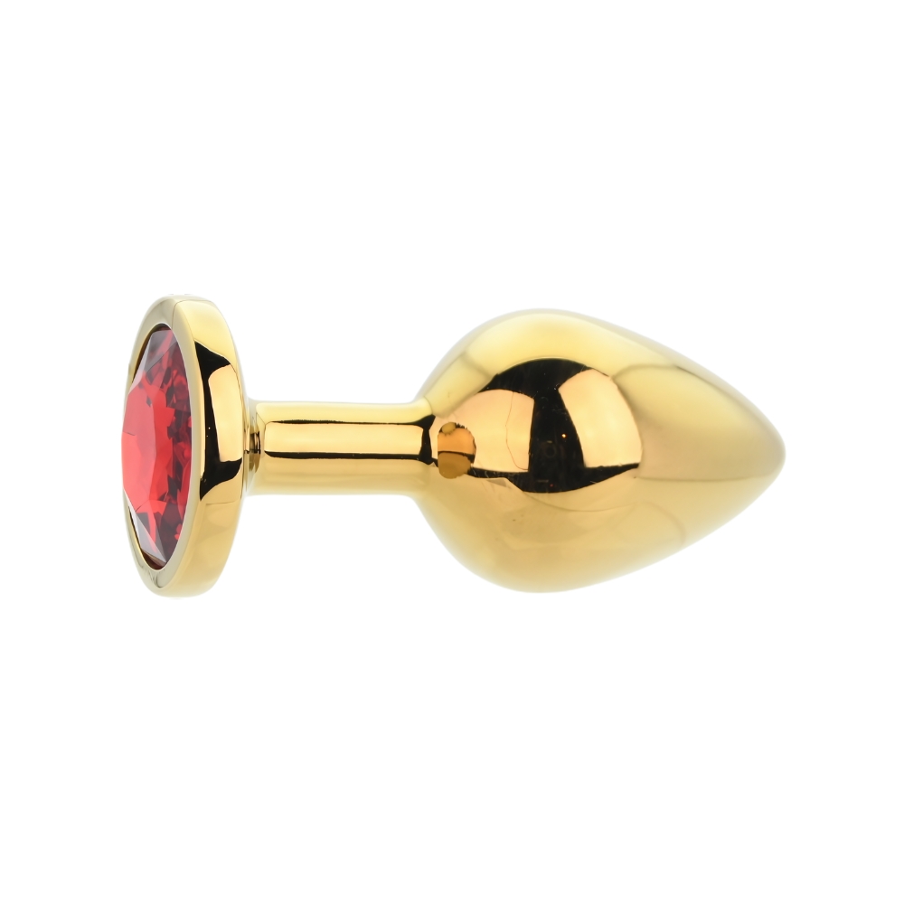 Toosh Gold Metal Butt Plug Medium Red Stone - Image 5