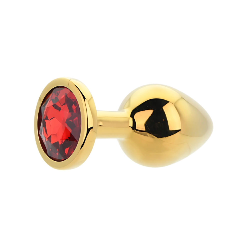 Toosh Gold Metal Butt Plug Medium Red Stone - Image 6