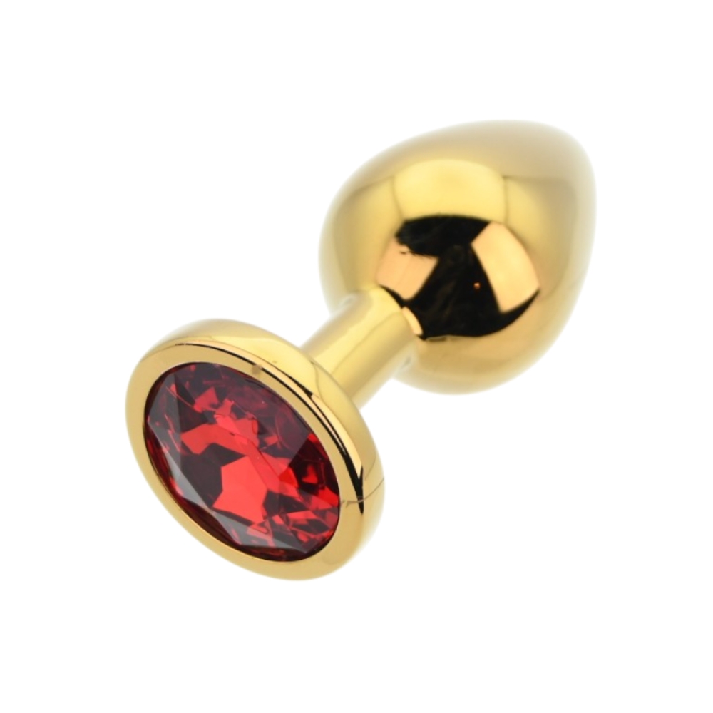 Toosh Gold Metal Butt Plug Medium Red Stone - Image 7
