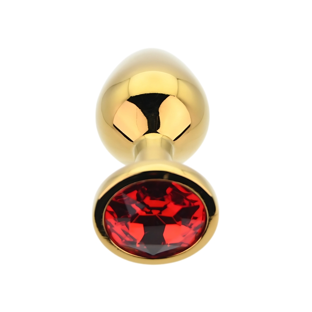 Toosh Gold Metal Butt Plug Medium Red Stone - Image 8