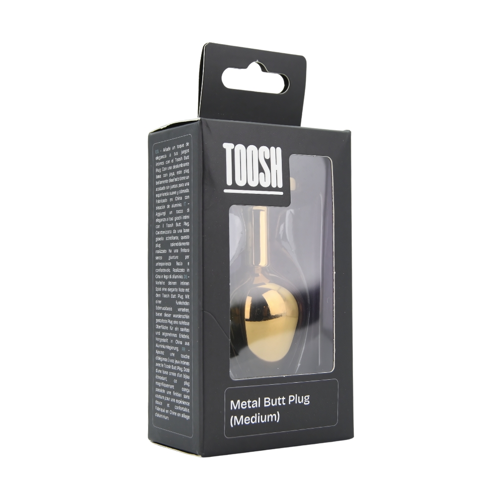 Toosh Gold Metal Butt Plug Medium Red Stone - Image 12