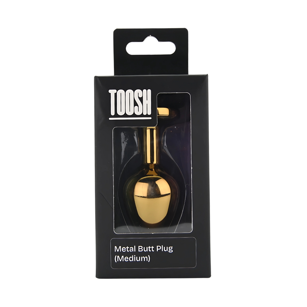 Toosh Gold Metal Butt Plug Medium Red Stone - Image 10
