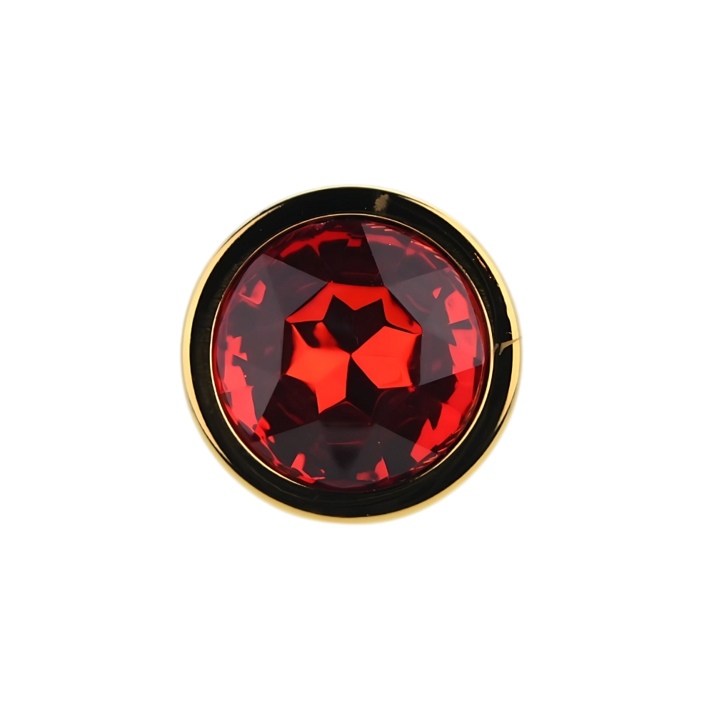 Toosh Gold Metal Butt Plug Medium Red Stone - Image 9