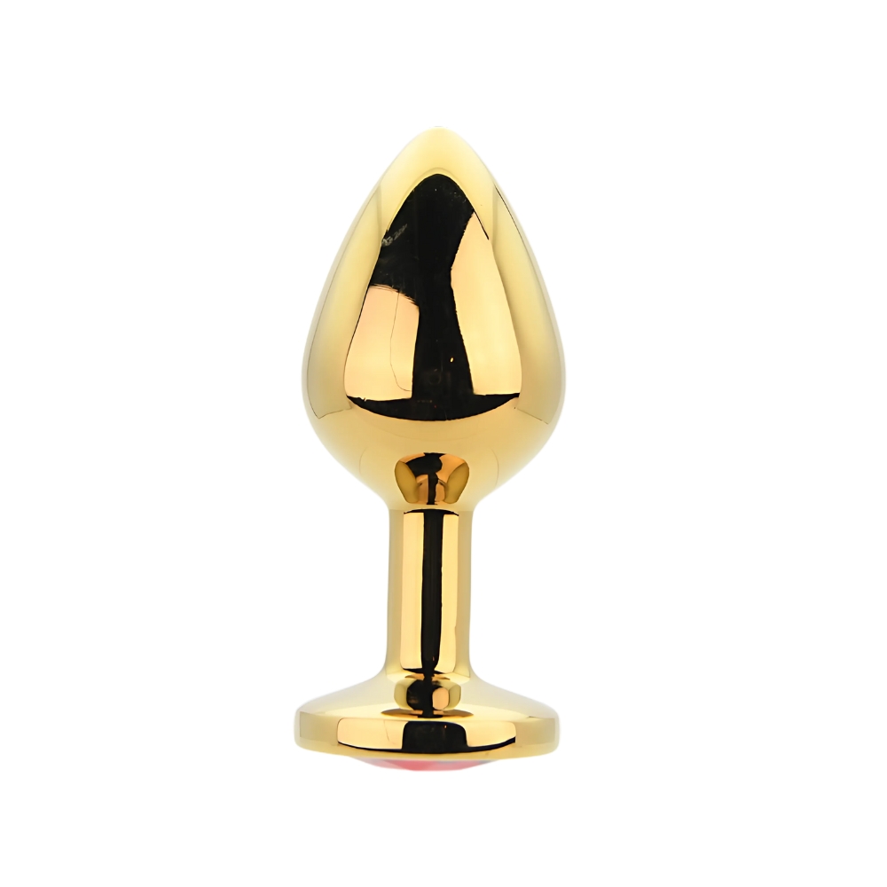 Toosh Gold Metal Butt Plug Medium Red Stone - Image 3