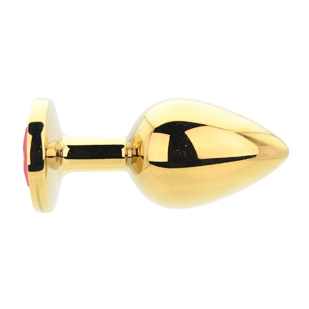 Toosh Gold Metal Butt Plug Large Red Stone - Image 4