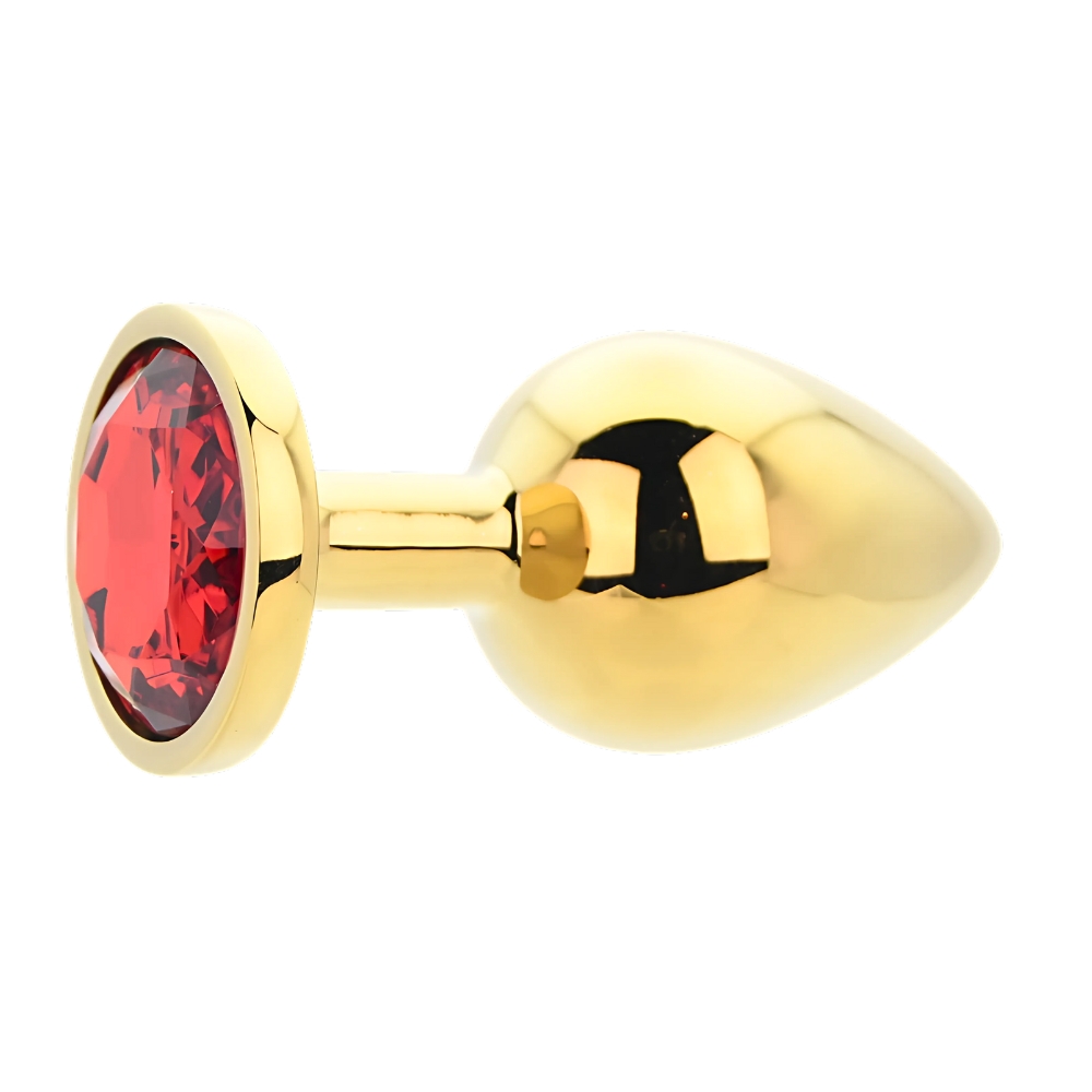 Toosh Gold Metal Butt Plug Large Red Stone - Image 5