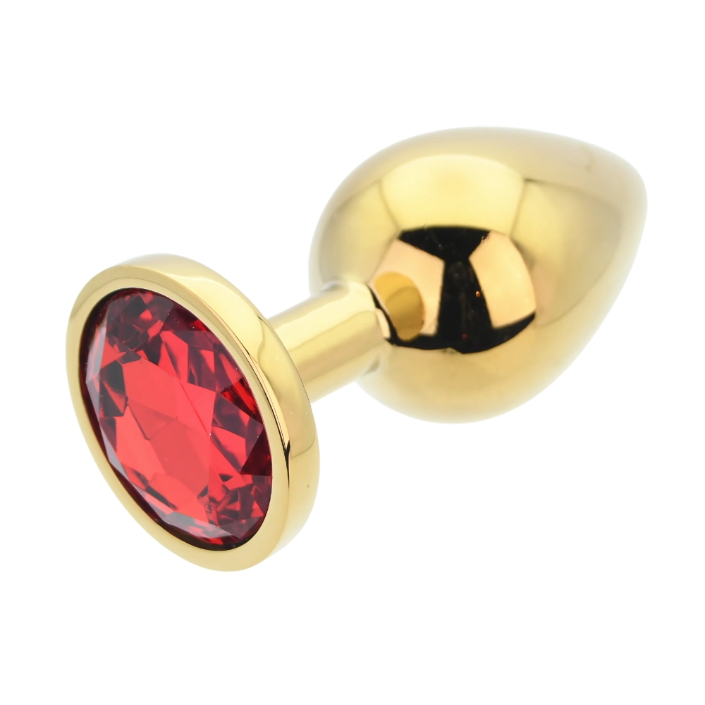 Toosh Gold Metal Butt Plug Large Red Stone - Image 6