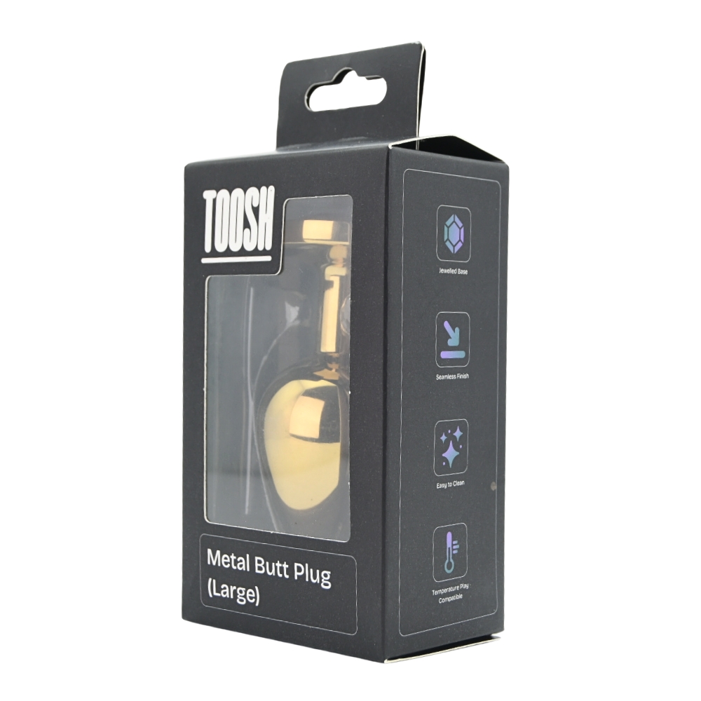 Toosh Gold Metal Butt Plug Large Red Stone - Image 10