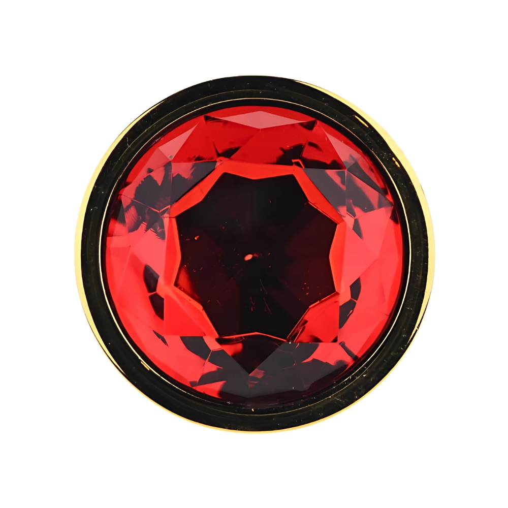 Toosh Gold Metal Butt Plug Large Red Stone - Image 7