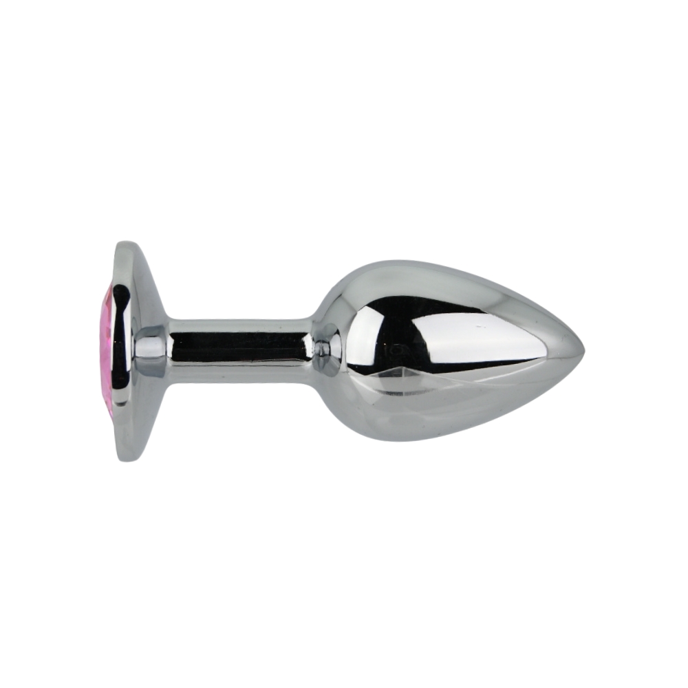 Toosh Silver Metal Butt Plug Small Pink Stone - Image 5