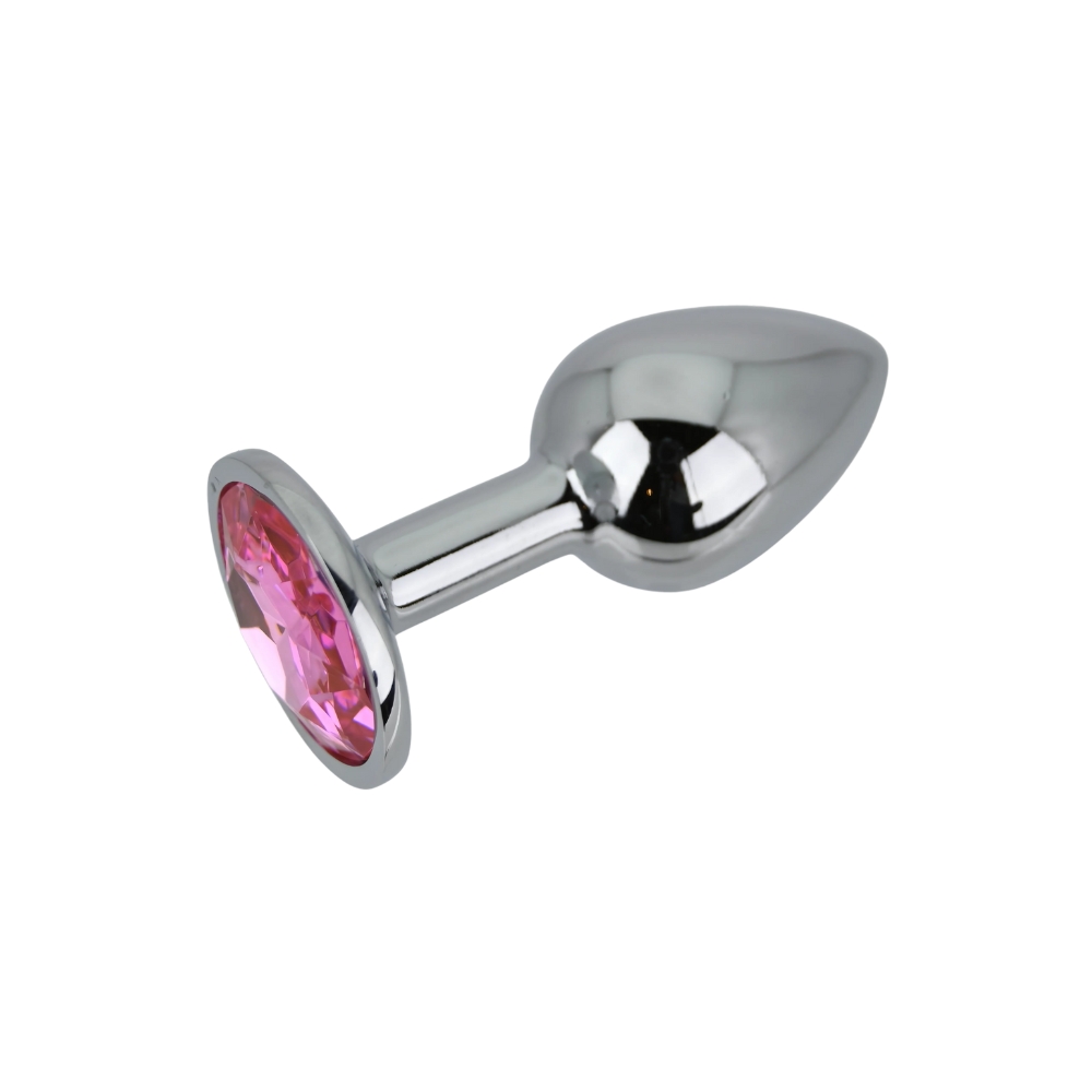 Toosh Silver Metal Butt Plug Small Pink Stone - Image 6