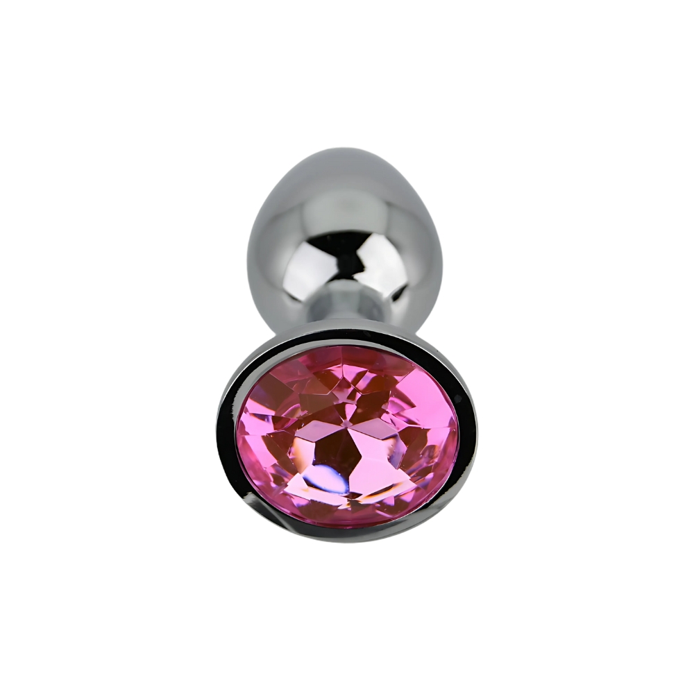 Toosh Silver Metal Butt Plug Small Pink Stone - Image 7