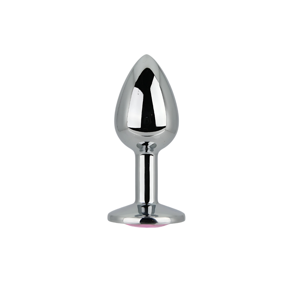 Toosh Silver Metal Butt Plug Small Pink Stone - Image 3