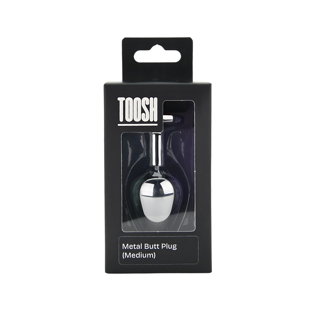 Toosh Silver Metal Butt Plug Medium Pink Stone - Image 9