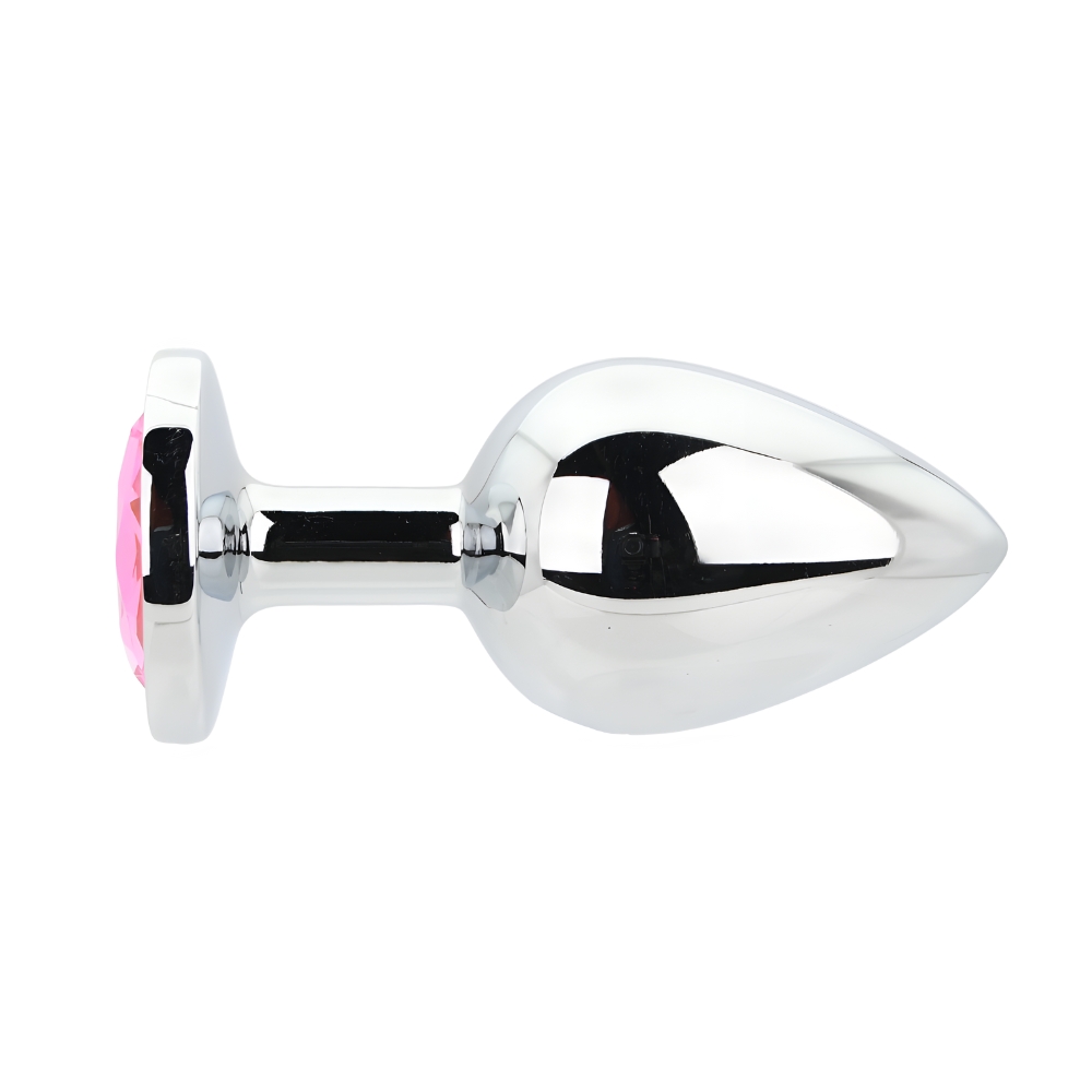 Toosh Silver Metal Butt Plug Large Pink Stone - Image 3