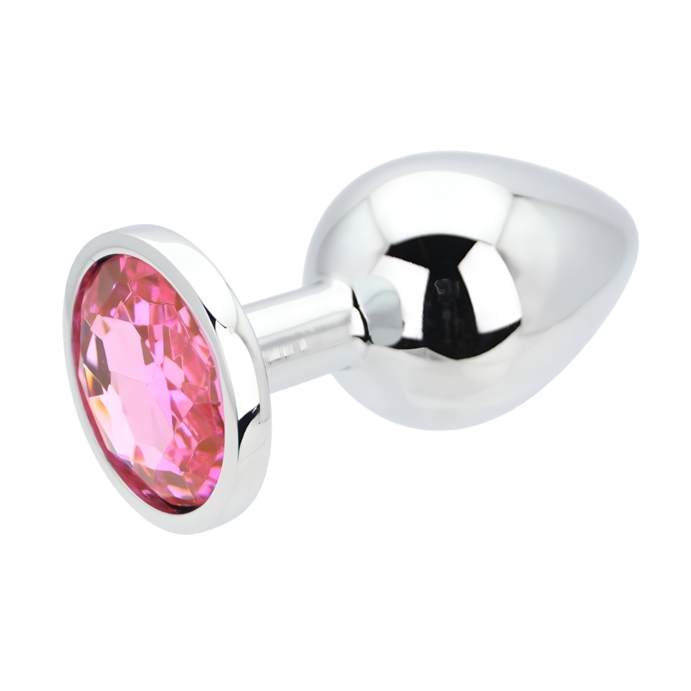 Toosh Silver Metal Butt Plug Large Pink Stone - Image 6