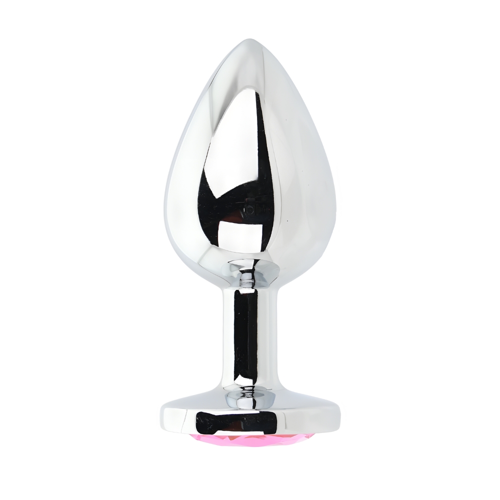 Toosh Silver Metal Butt Plug Large Pink Stone - Image 4