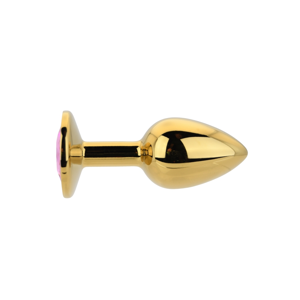Toosh Gold Metal Butt Plug Small Pink Stone - Image 4